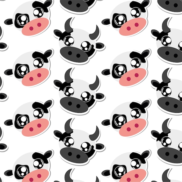 Vector de patrón de caras de vacas lindas
