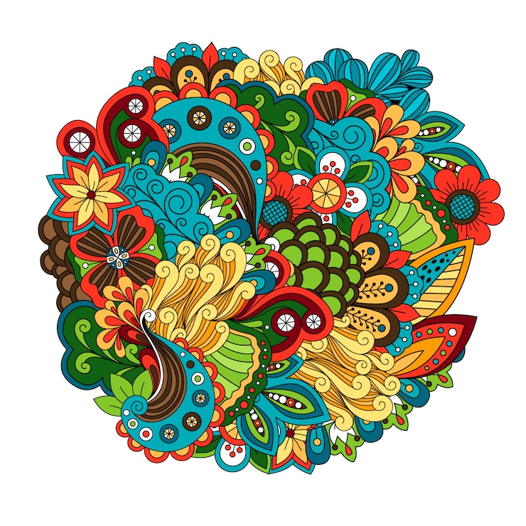 Vector vector de patrón circular floral color étnico