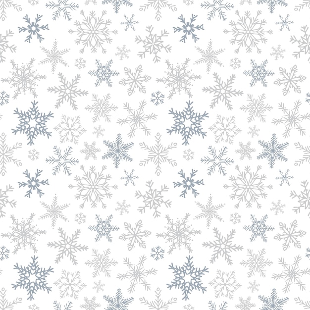 Vector patrón de copos de nieve dibujados a mano Maravillosas siluetas de nieve Fondo para navidad invierno imprime saludos estacionales