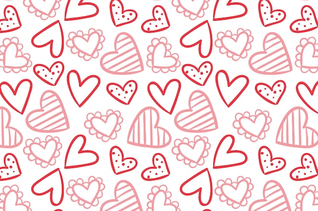 Vector patrón de corazón de amor vector dibujado a mano patrón del día de San Valentín Fondo del día de San Valentín