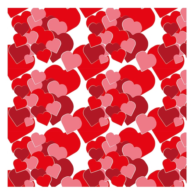 Vector de patrón de corazones rojos y rosados