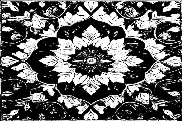 vector de patrón sin costuras en blanco y negro de textura monocromática de alfombra de lujo para el fondo