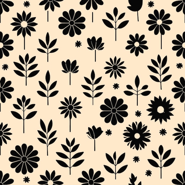 Vector de patrón sin costuras de flor negra abstracta