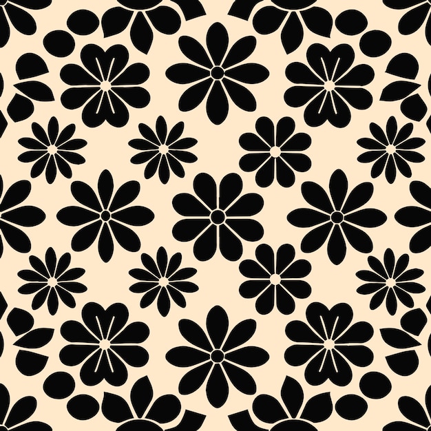 Vector de patrón sin costuras de flor negra abstracta