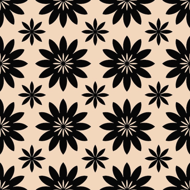 Vector de patrón sin costuras de flor negra abstracta