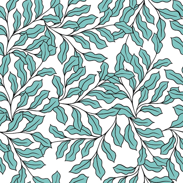 Vector de patrón sin costuras de hojas Ramas lineales abstractas Ilustración de telón de fondo floral Papel de pared tela de fondo Impresión textil papel de envoltura o diseño de paquete