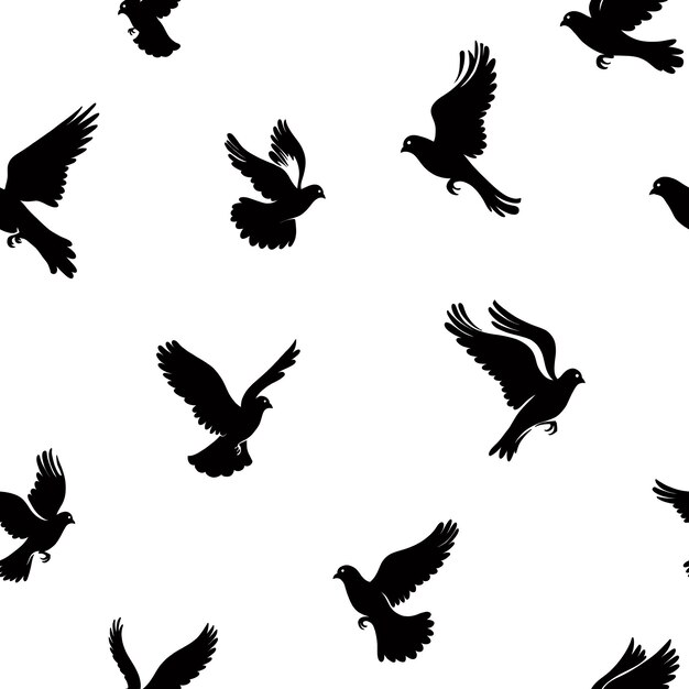 Vector de patrón sin costuras de palomas voladoras