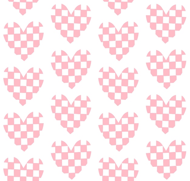 Vector patrón sin costuras del tablero de ajedrez comprobar el corazón