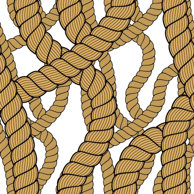 Vector de patrón de cuerda náutica sin costuras. Ilustración azul marino sin fin con adorno de líneas de cordón de bucle. Diseño sin fin de cuerdas marinas enredadas en azul marino. Utilizable para tela, papel tapiz, envoltura, web e impresión.