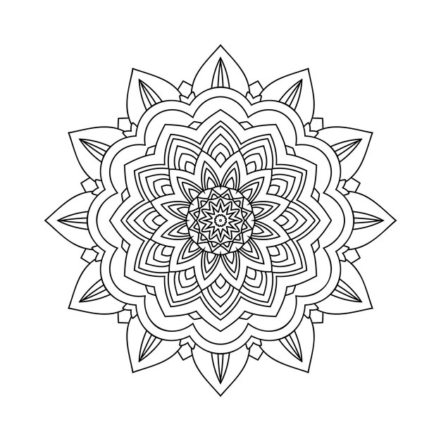 Vector de patrón de decoración de ornamento de mandala Mandala en blanco y negro para colorear Página para colorear para niños Mandala circular decoración de arte de línea Vector de patrón de mandala de estilo árabe para colorear páginas