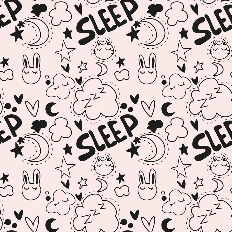 Vector patrón dibujado a mano sin costura Dormir bien para los banners de fondo textiles para niños, etc.