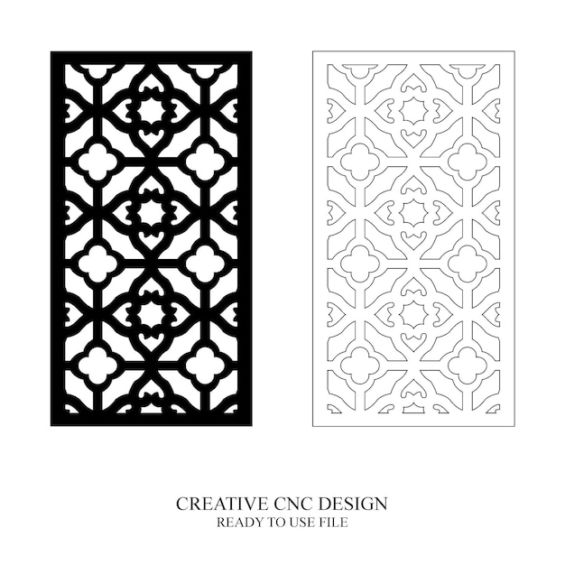 Vector de patrón de diseño de corte por láser de puerta cnc jali