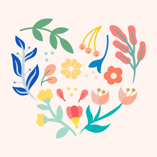 Vector de patrón de diseño floral colorido. Ramo de flores de primavera en flor y hojas, elementos florales.