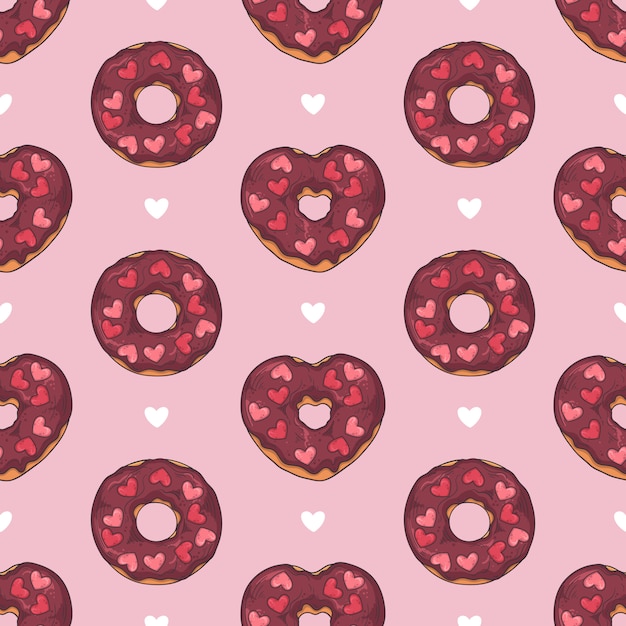 Vector sin patrón Donuts glaseados decorados con aderezos, chocolate, nueces.