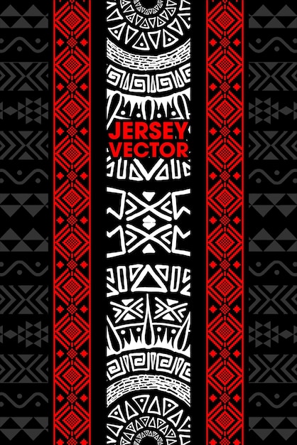 Vector de patrón étnico negro rojo para el diseño de la camiseta