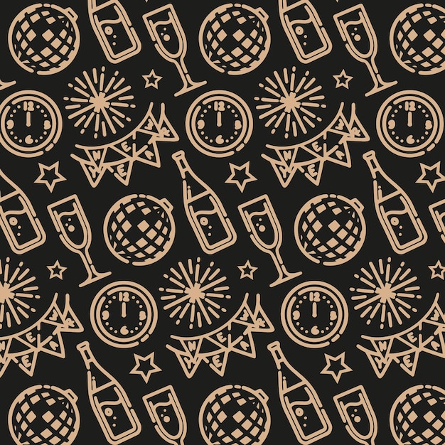 Vector de patrón de Feliz Año Nuevo