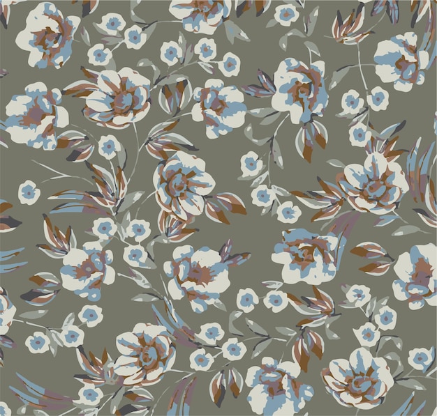 Vector patrón floral sin costuras con acuarela dibujado a mano flores suaves de verano Ilustración de stock