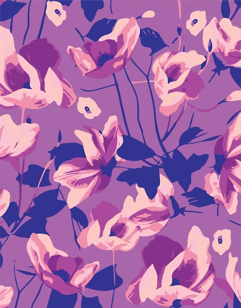 Vector patrón floral sin costuras con acuarela dibujado a mano flores suaves de verano Ilustración de stock