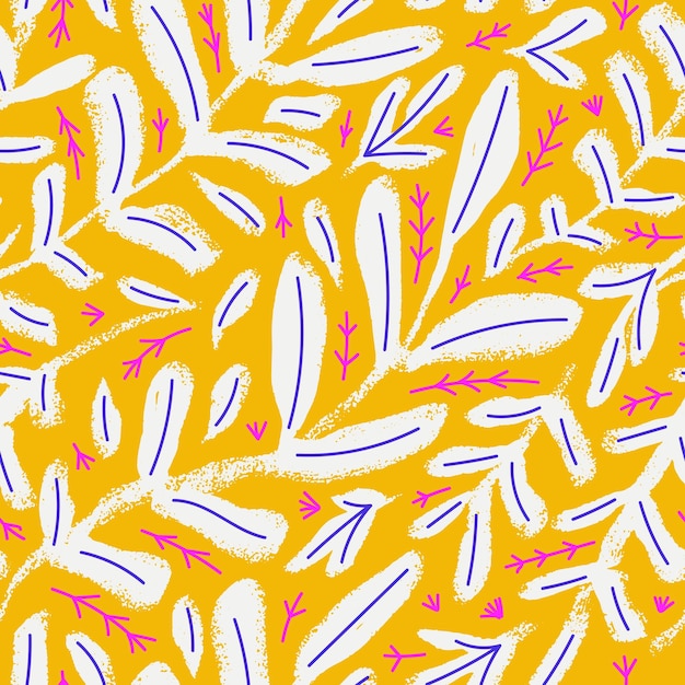 Vector patrón floral transparente para estampados de moda fondos gráficos y artesanías Fondo repetible de color brillante con ramas dibujadas a mano y elementos botánicos