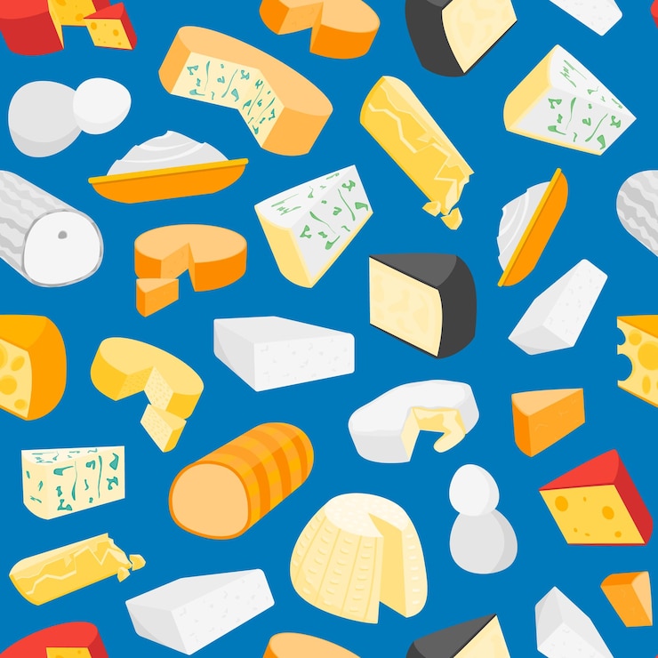 Vector vector de patrón de fondo de productos lácteos de queso