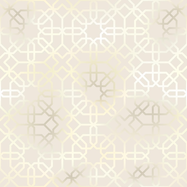 Vector de patrón geométrico abstracto sin costuras de color beige con gradiente cremoso brillante con fondo de ornamento oriental