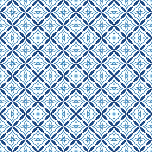 Vector patrón geométrico ornamental transparente textura de azulejo azul y blanco Fondo creativo