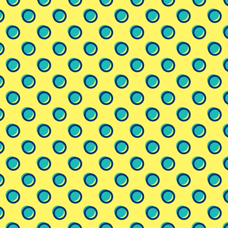 Vector vector de patrón de lunares de círculo anillado azul y amarillo negro