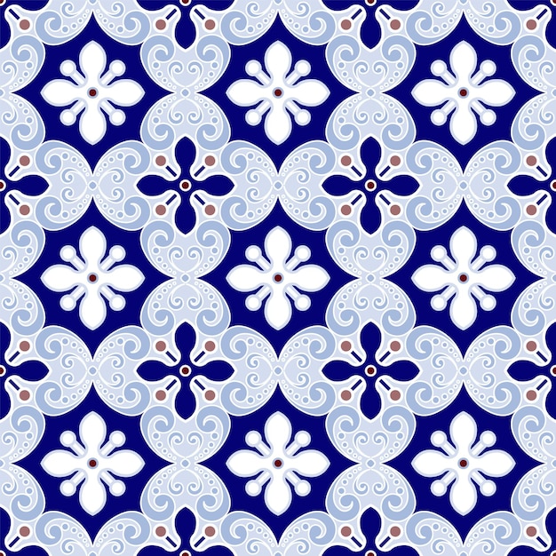 Vector de patrón de mosaico floral