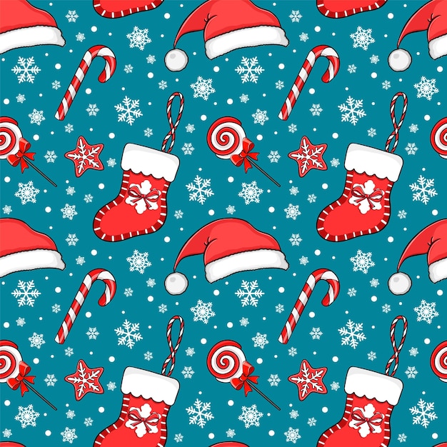 Vector patrón de Navidad sin costuras para envolver regalos o diseño textil.