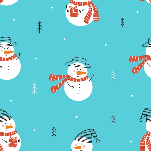 Vector patrón de Navidad con snowmenx9