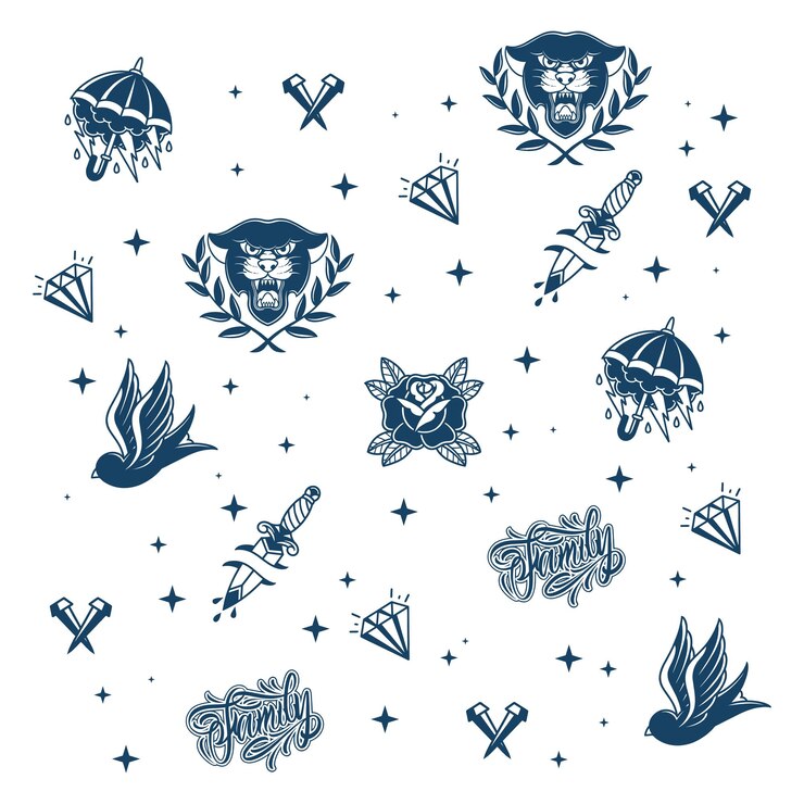 vector de patrón de tatuaje de la vieja escuela
