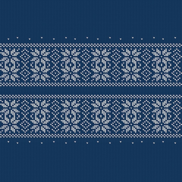 Un vector de patrón de tejer sin costuras y el patrón tradicional de suéter azul y blanco