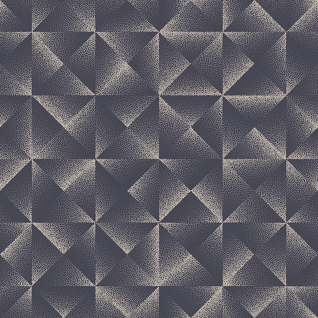 Vector de patrón triangular geométrico Fondo abstracto punteado retro sin costuras. Textura repetitiva de triángulos punteados. Fondo de pantalla continuo con estilo antiguo. Ilustración geométrica del arte abstracto