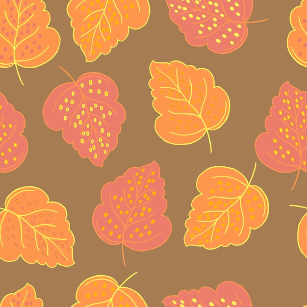 Vector de patrones sin fisuras abedul otoño hojas amarillas y naranjas sobre un fondo azul para fondos de papel tapiz de telas