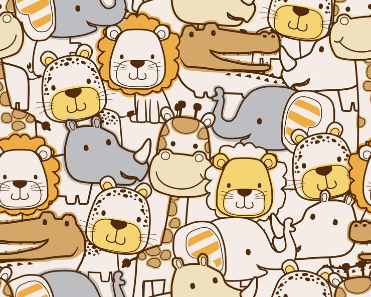 Vector de patrones sin fisuras de dibujos animados de animales divertidos
