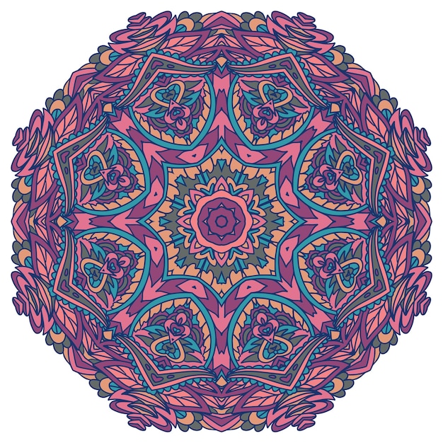 Vector de patrones sin fisuras étnico boho art mandala Doodle diseño con adornos coloridos