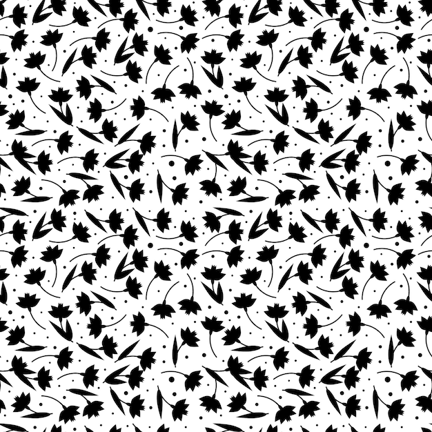 Vector de patrones sin fisuras de flor blanco y negro