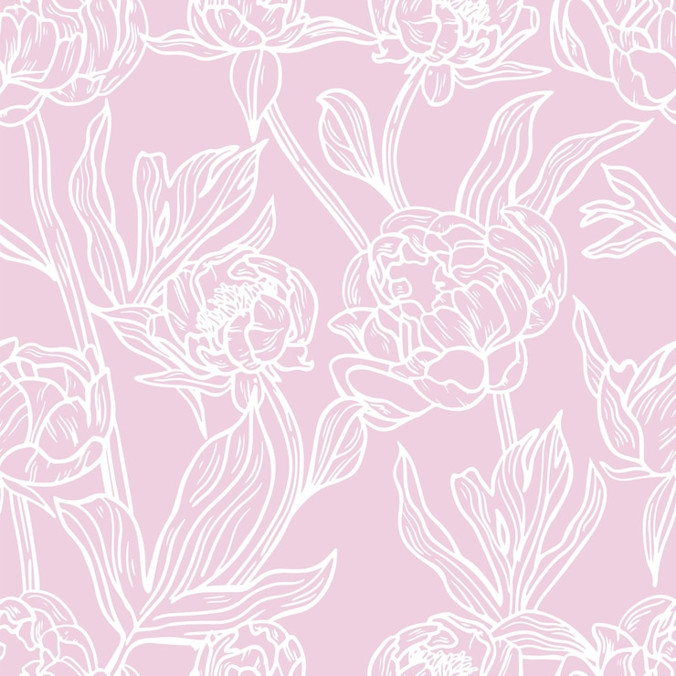 Vector patrones sin fisuras con flores de peonía Fondo floral rosa con peonías en flor