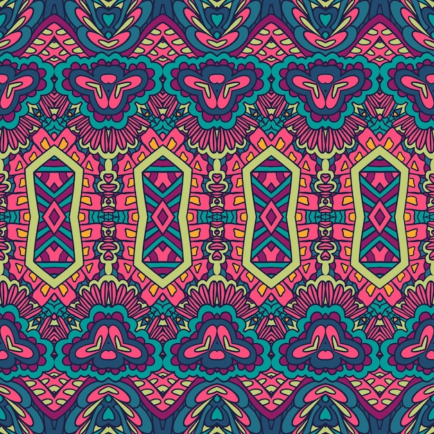 Vector de patrones sin fisuras geometría abstracta colorida impresión psicodélica geométrica étnica