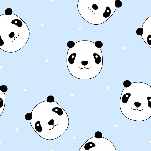 Vector de patrones sin fisuras linda cara panda