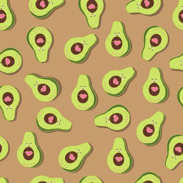 Vector de patrones sin fisuras lindo aguacate con corazones Fondo para papelería telas sitios web embalaje y tarjetas de invitación