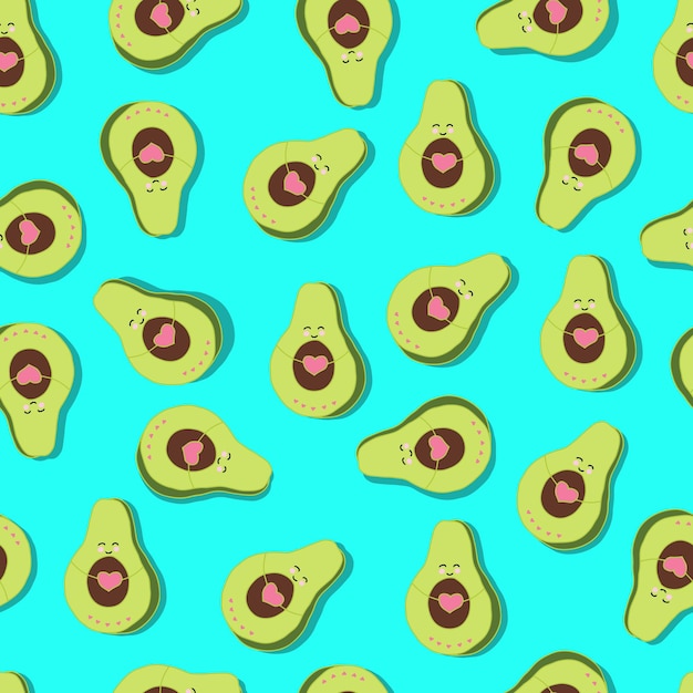 Vector de patrones sin fisuras lindo aguacate con corazones Fondo para papelería telas sitios web embalaje y tarjetas de invitación