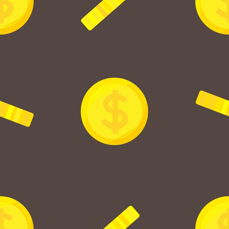 Vector vector de patrones sin fisuras de monedas de oro.