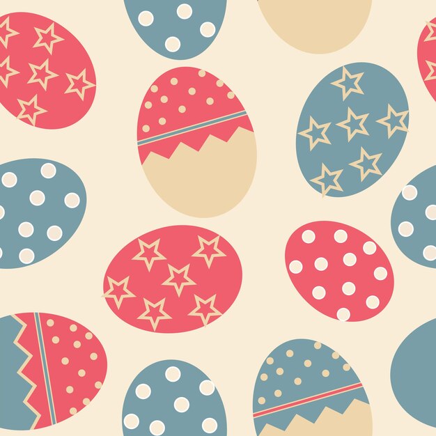 Vector de patrones sin fisuras de pascua con fondo de huevos