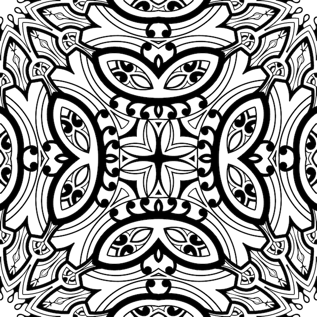 vector de patrones sin fisuras. Patrón sin fisuras de estilo mandala y elementos decorativos vintage