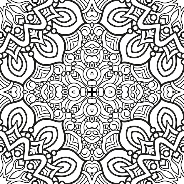 vector de patrones sin fisuras. Patrón sin fisuras de estilo mandala y elementos decorativos vintage