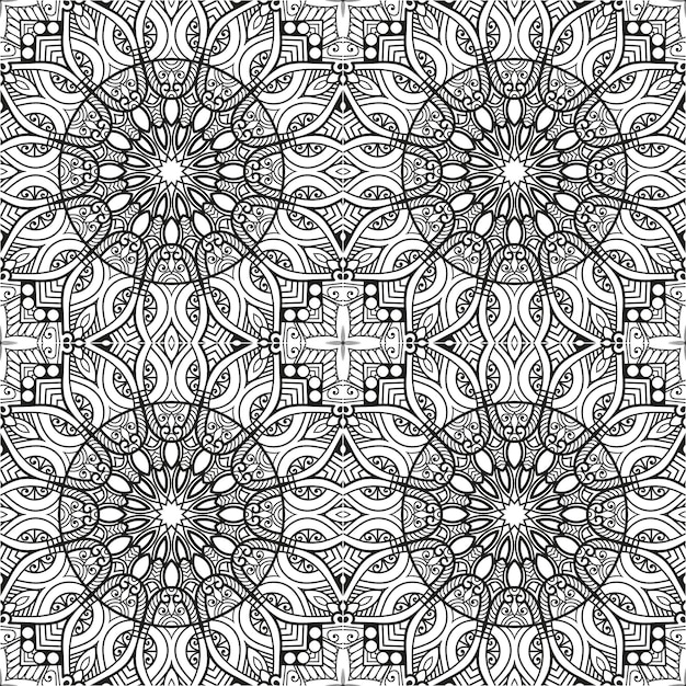 vector de patrones sin fisuras. Patrón sin fisuras de estilo mandala y elementos decorativos vintage
