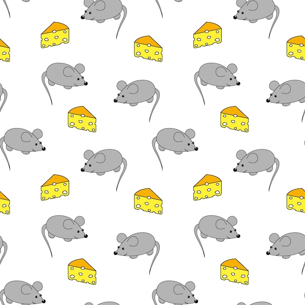 Vector de patrones sin fisuras de ratón y queso