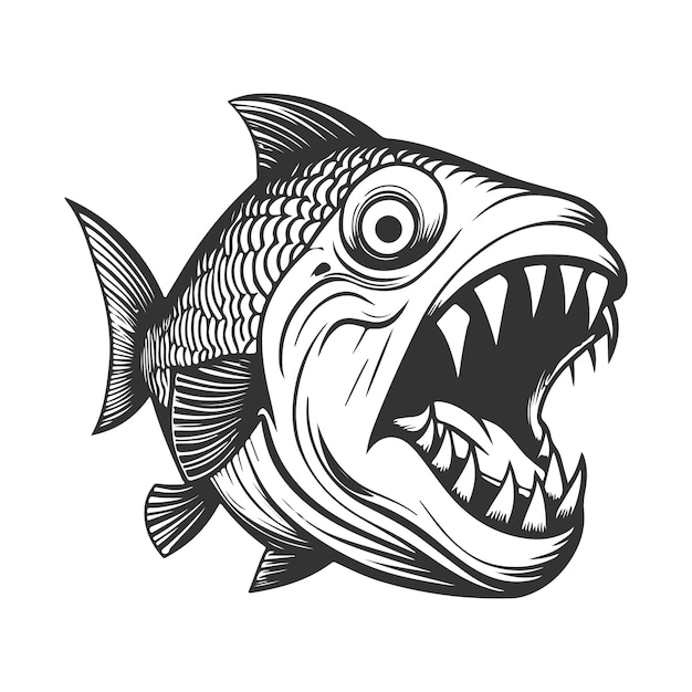 Vector de peces ilustración en blanco y negro colección de arte de líneas fondo blanco
