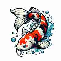 Vector vector de peces koi bonitos en un fondo blanco